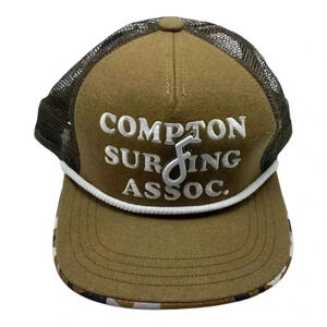 Compton surfing assist trucker camo hat flat fitty